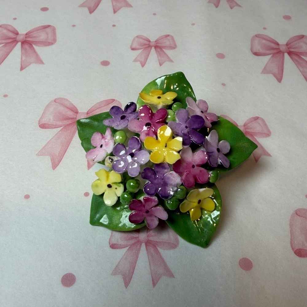 Cara China Staffordshire Made In England Floral Boquete Brooch